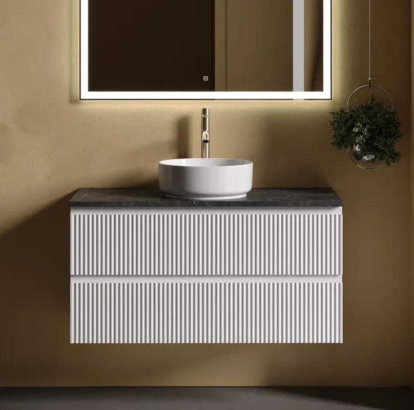 Тумба с раковиной Sancos Snob R 100 см, bianco, столешница черный мрамор, раковина CN5001 Sancos — официальный сайт