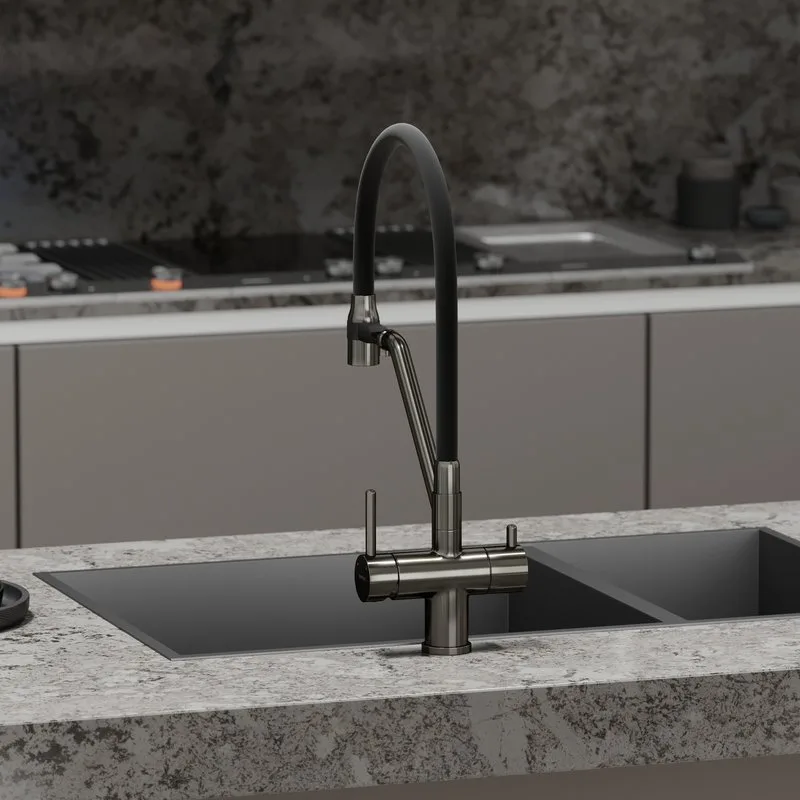 Смеситель для кухни Sancos Dora SC4003GG с гибким изливом, вороненая сталь Sancos — официальный сайт