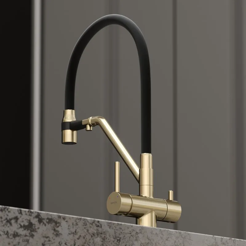 Смеситель для кухни Sancos Dora SC4003BG с гибким изливом, брашированное золото Sancos — официальный сайт