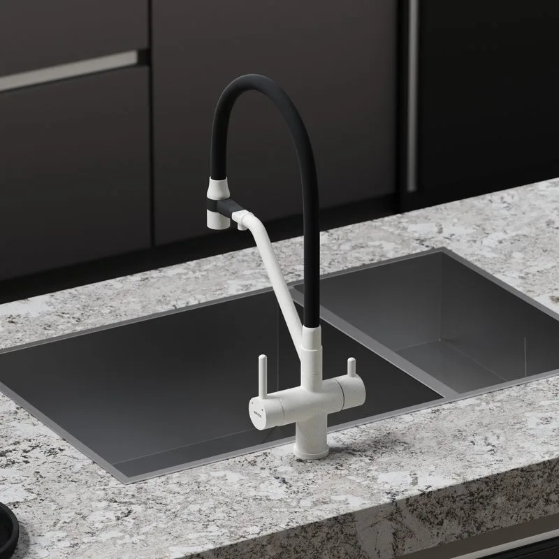 Смеситель для кухни Sancos Dora SC4003GR с гибким изливом, белый гранит Sancos — официальный сайт