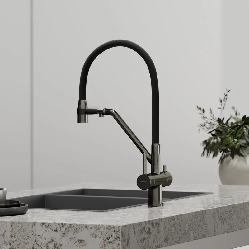 Смеситель для кухни Sancos Dora SC4003GG с гибким изливом, вороненая сталь Sancos — официальный сайт