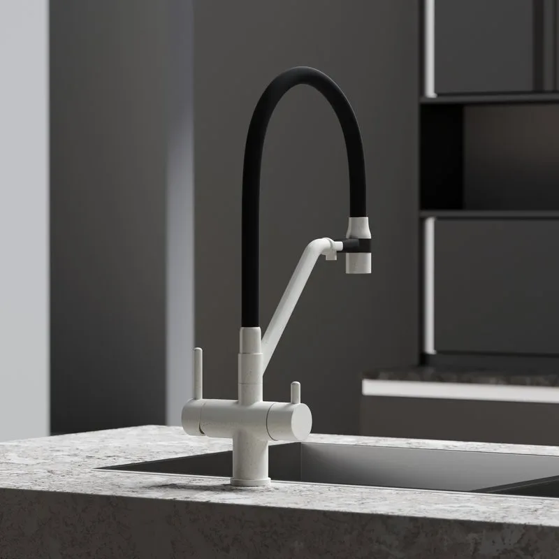 Смеситель для кухни Sancos Dora SC4003GR с гибким изливом, белый гранит Sancos — официальный сайт