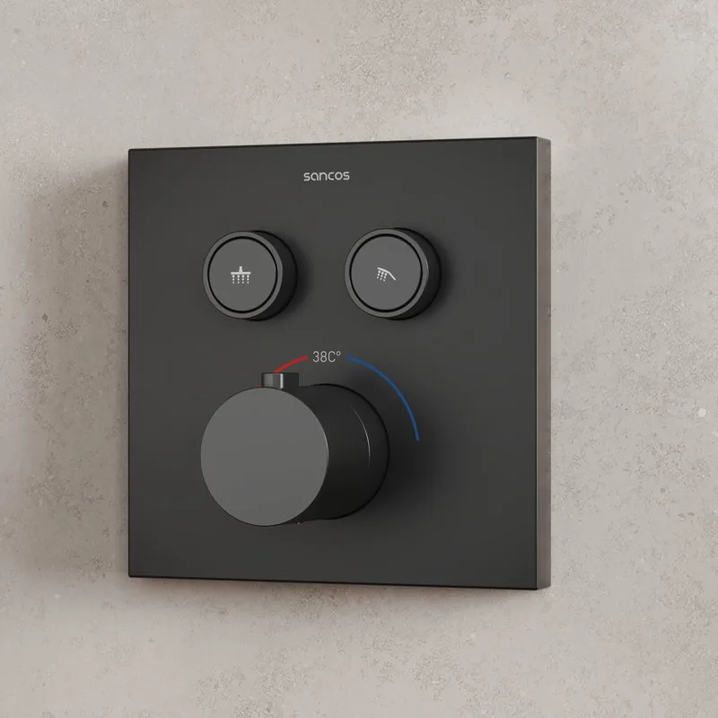 Душевой комплект Sancos Linn SC9022MB С ВНУТРЕННЕЙ ЧАСТЬЮ, черный матовый Sancos — официальный сайт