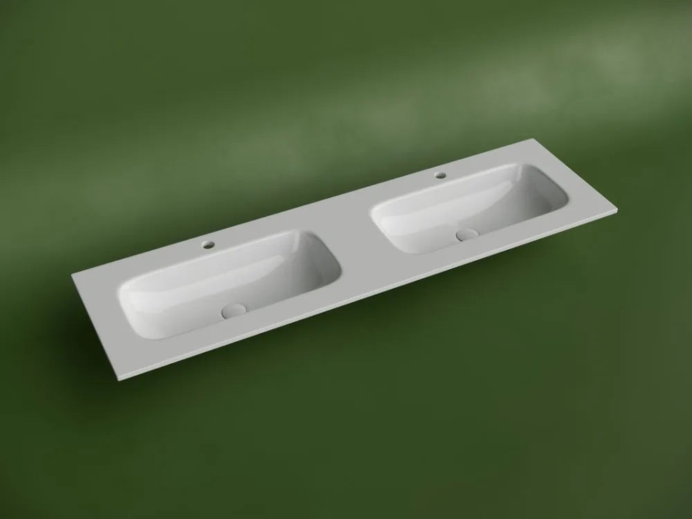 Мебельная раковина Ceramicanova Grace прямоугольная 161см с двумя чашами и отверстиями под смеситель CN7023 Sancos — официальный сайт