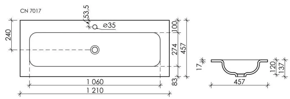 Мебельная раковина Ceramicanova Grace прямоугольная черная матовая 121 см CN7017MB Sancos — официальный сайт
