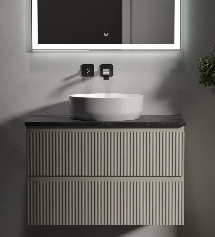 Тумба под раковину со столешницей Sancos Snob R 80 beige soft, столешница черный мрамор Sancos — официальный сайт