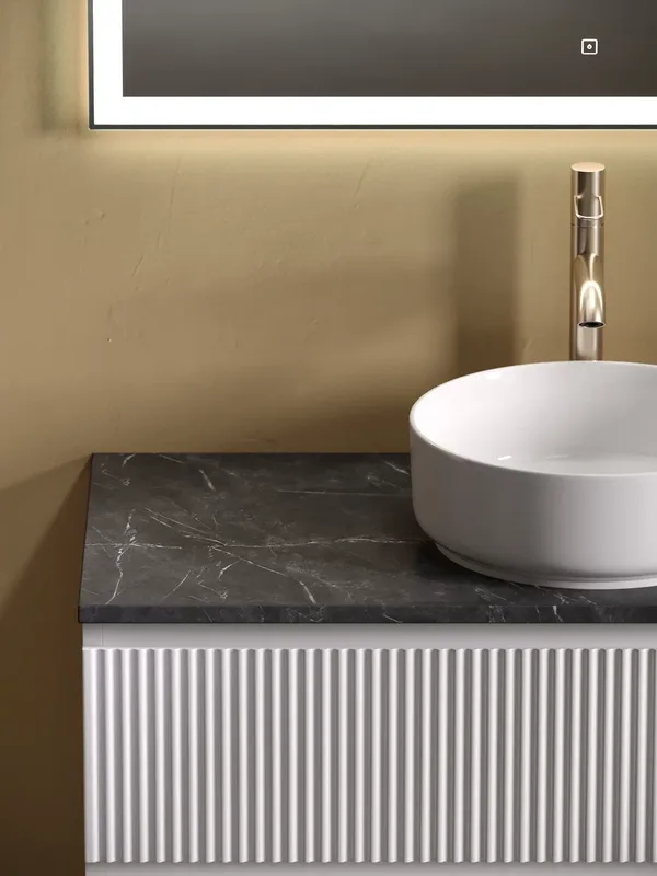 Тумба с раковиной Sancos Snob R 100 см, bianco, столешница черный мрамор, раковина CN5001 Sancos — официальный сайт