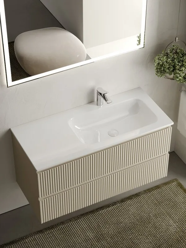 Тумба под раковину Sancos Snob R 100 подвесная Beige soft (капучино), SNR100RCE Sancos — официальный сайт