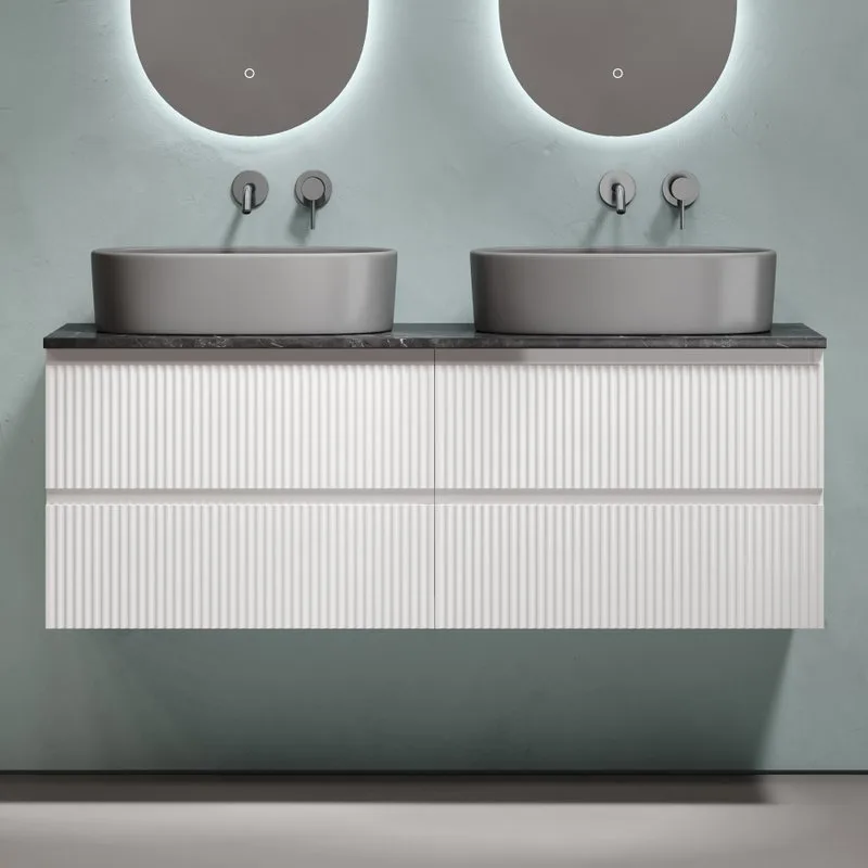 Тумба с раковиной Sancos Snob R 140 bianco, столешница черный мрамор TT140A1, раковина CN6048MDH Sancos — официальный сайт