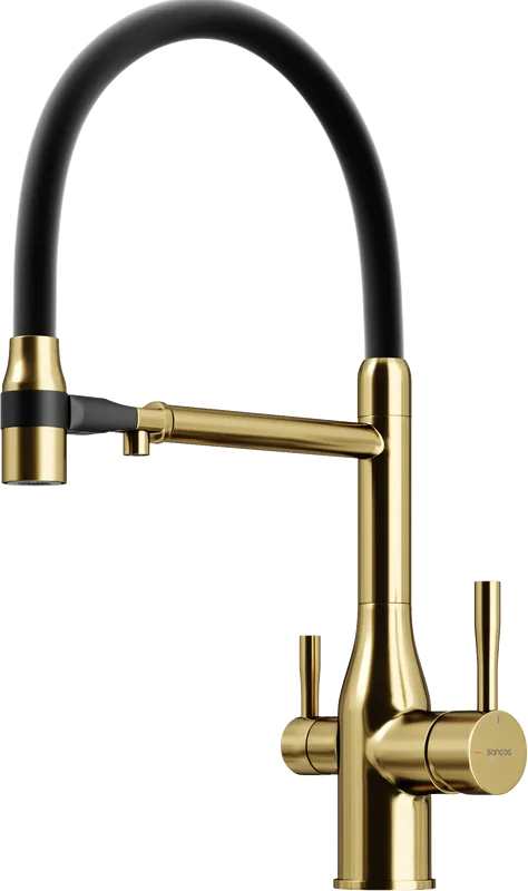Смеситель для кухни Sancos Garda SC4009BG с гибким изливом, брашированное золото Sancos — официальный сайт