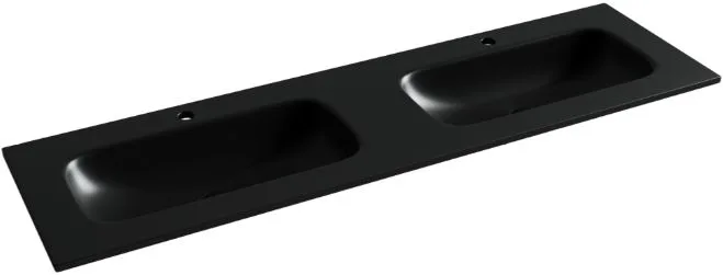 Мебельная раковина Ceramicanova Grace прямоугольная 161см с двумя чашами без отверстий под смеситель черный матовый Sancos — официальный сайт