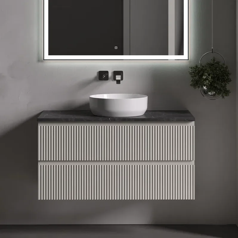 Тумба под раковину со столешницей Sancos Snob R 100 beige soft, столешница черный мрамор Sancos — официальный сайт