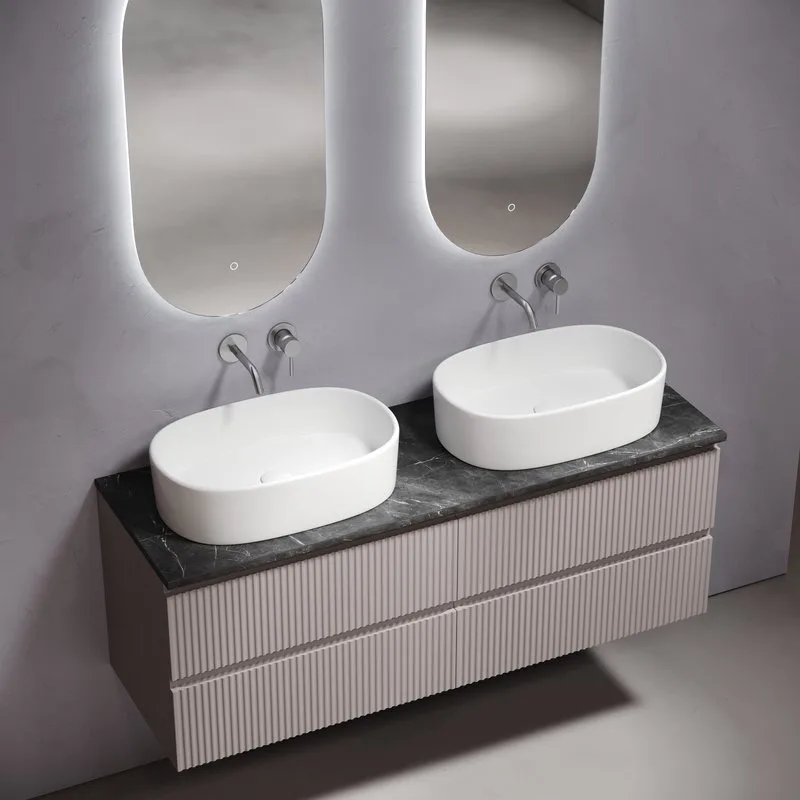 Тумба с раковиной Sancos Snob R 140 doha soft, столешница черный мрамор TT140A1, раковина CN6075 Sancos — официальный сайт