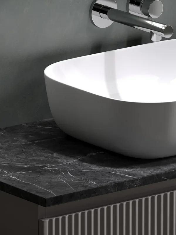 Тумба под раковину со столешницей Sancos Snob R 100 doha soft, столешница черный мрамор Sancos — официальный сайт