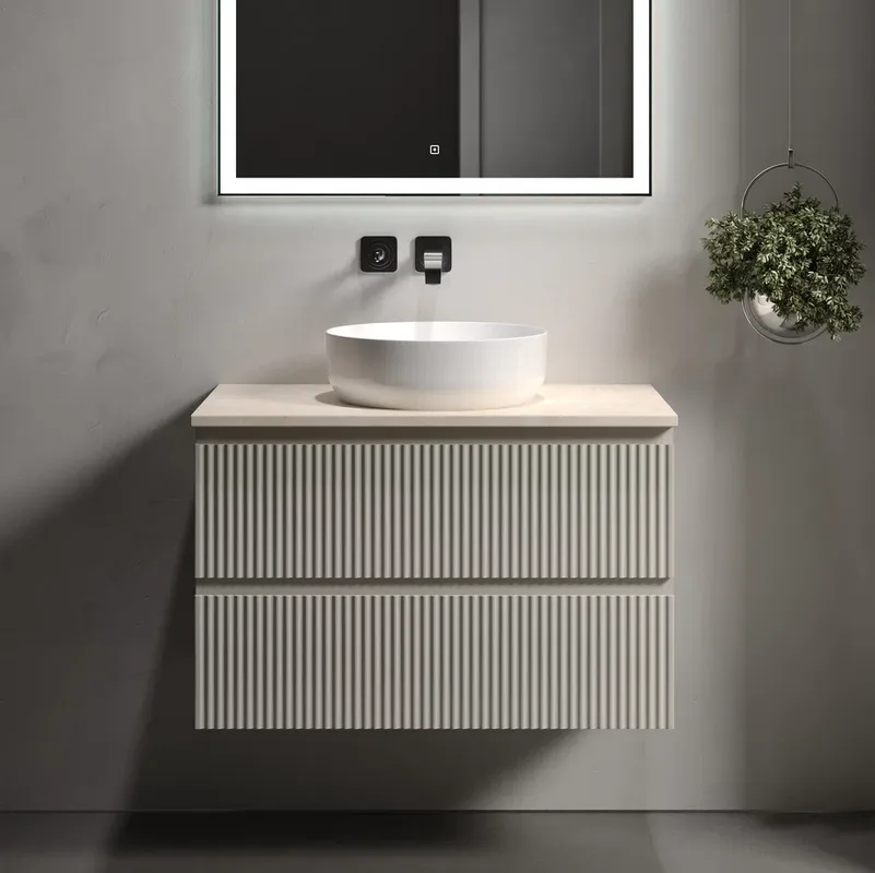 Тумба под раковину со столешницей Sancos Snob R 80 beige soft, столешница бежевая Sancos — официальный сайт