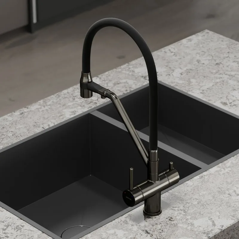 Смеситель для кухни Sancos Dora SC4003GG с гибким изливом, вороненая сталь Sancos — официальный сайт