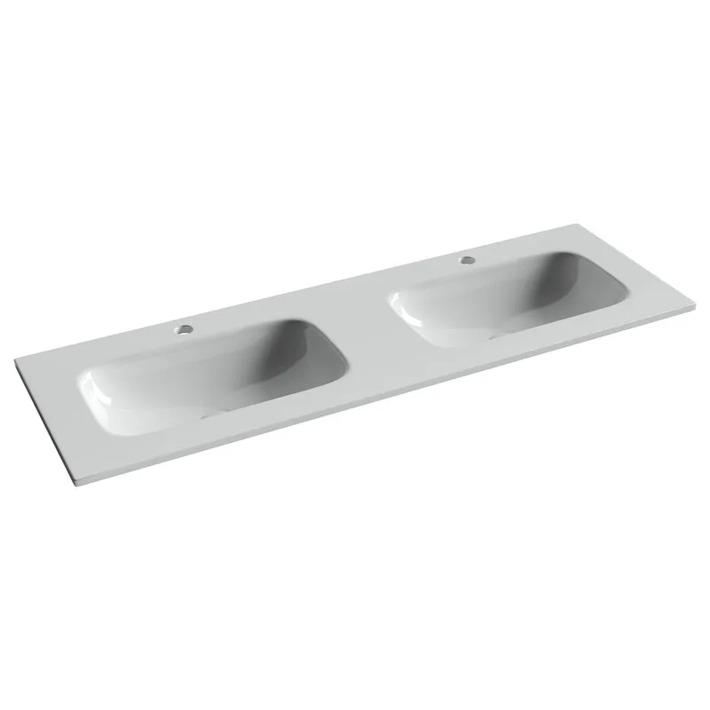 Мебельная раковина Ceramicanova Grace прямоугольная 141см с двумя чашами и отверстиями под смеситель CN7022 Sancos — официальный сайт