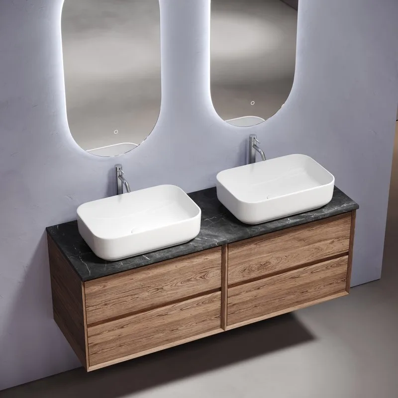 Тумба с раковиной Sancos Marmi 2.0 140 дуб чарльстон, столешница черный мрамор TT140A1X, раковина CN5043 Sancos — официальный сайт
