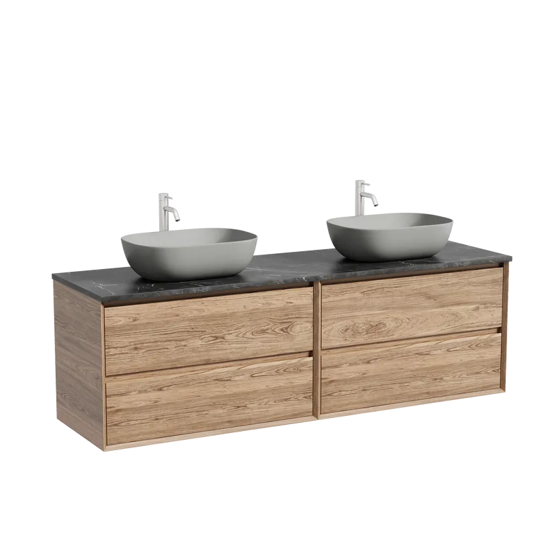 Тумба с раковиной Sancos Marmi 2.0 160 дуб чарльстон, столешница черный мрамор TT160A1X, раковина CN6009MH Sancos — официальный сайт