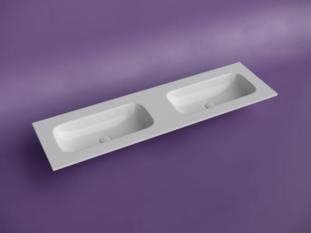 Мебельная раковина Ceramicanova Grace прямоугольная 161см с двумя чашами без отверстий под смеситель CN7023wx Sancos — официальный сайт