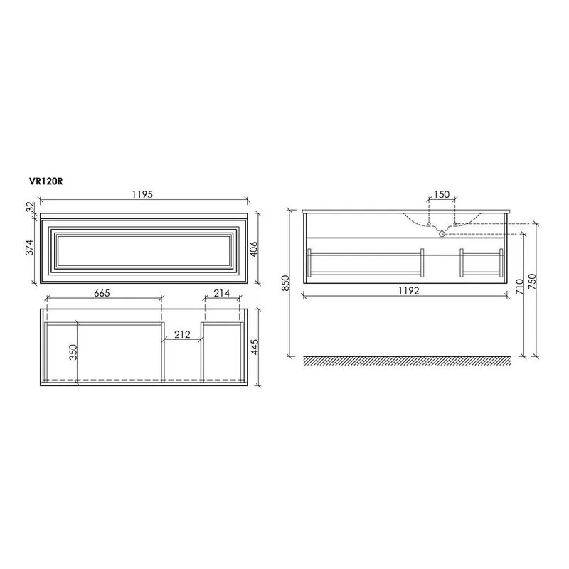 Тумба для ванной подвесная Sancos Very правая 1195х445х406, VR120RW Sancos — официальный сайт