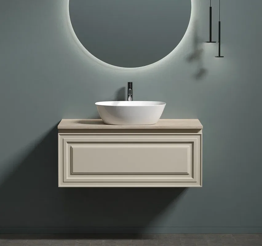 Тумба с раковиной Sancos Very 100 см, beige soft, столешница бежевая, раковина CN5005 Sancos — официальный сайт