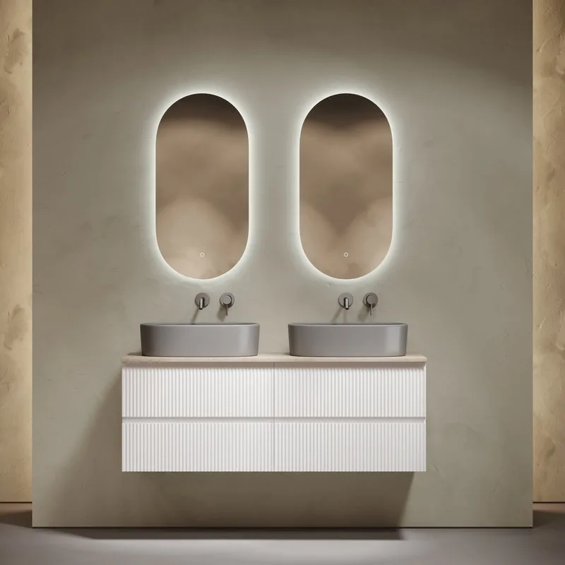 Тумба с раковиной Sancos Snob R 140 bianco, столешница бежевая TT140A2, раковина CN6048MH Sancos — официальный сайт