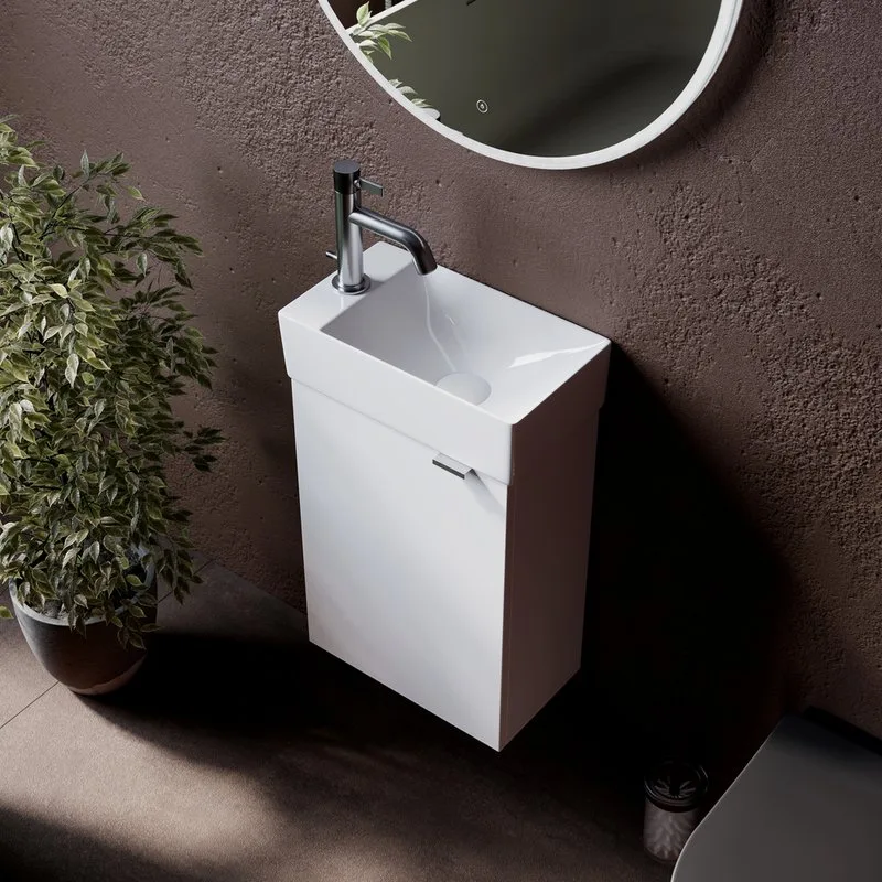 Тумба с раковиной Sancos Mini 35 L подвесная, белый глянец Sancos — официальный сайт