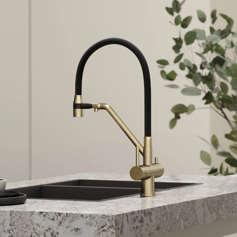 Смеситель для кухни Sancos Dora SC4003BG с гибким изливом, брашированное золото Sancos — официальный сайт