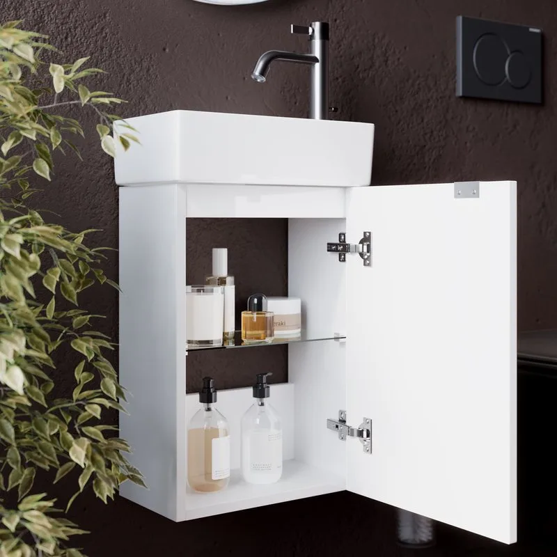 Тумба с раковиной Sancos Mini 35 R подвесная, белый глянец Sancos — официальный сайт