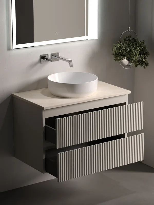 Тумба под раковину со столешницей Sancos Snob R 80 beige soft, столешница бежевая Sancos — официальный сайт
