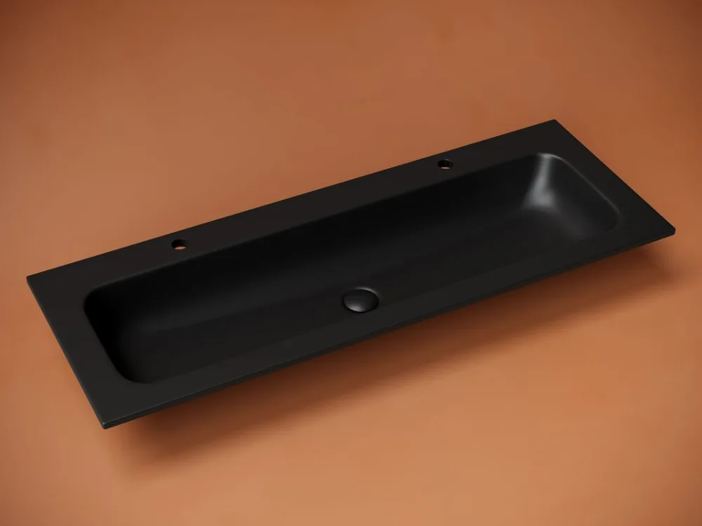 Мебельная раоквина Ceramicanova Grace прямоугольная с 2двумя отверстиями под смеситель черная матовая Sancos — официальный сайт