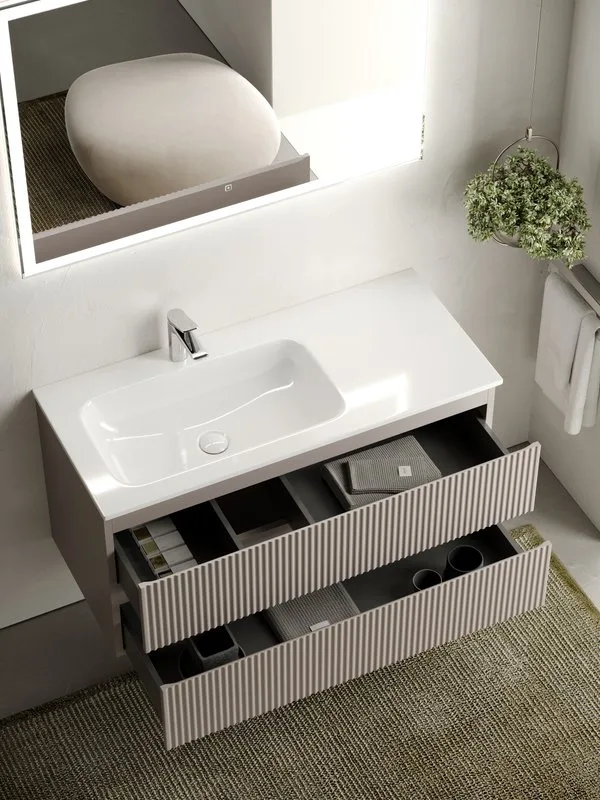 Тумба под раковину Sancos Snob R 100 подвесная Doha soft (пыльная роза), SNR100LSM Sancos — официальный сайт