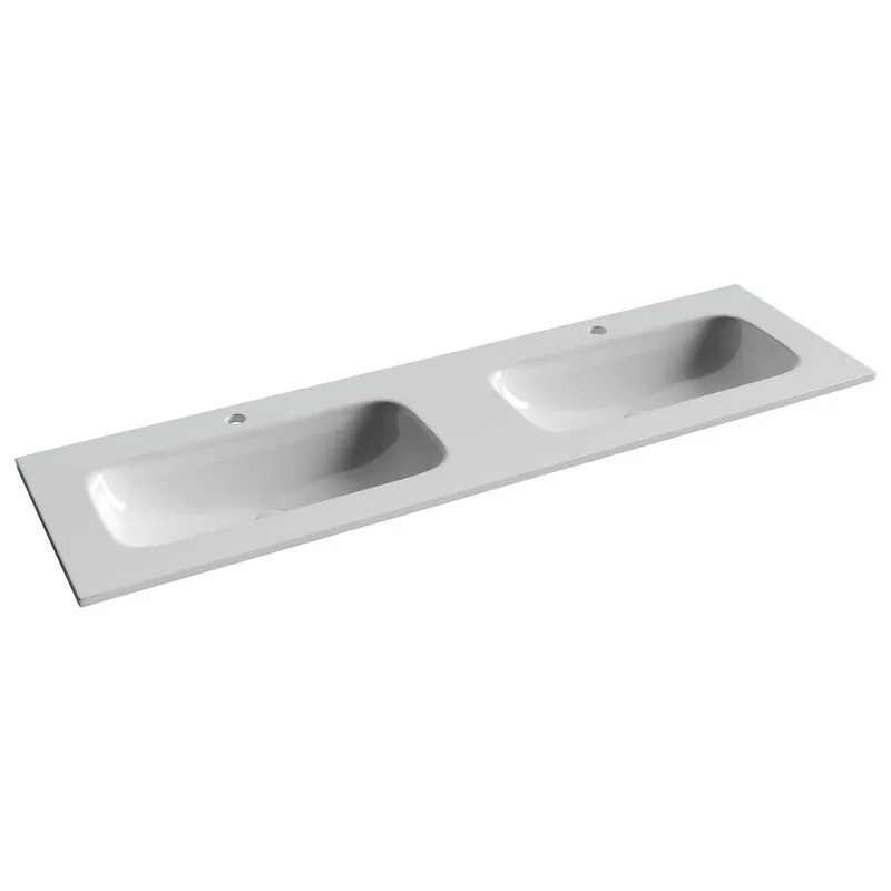 Мебельная раковина Ceramicanova Grace прямоугольная 161см с двумя чашами и отверстиями под смеситель CN7023 Sancos — официальный сайт