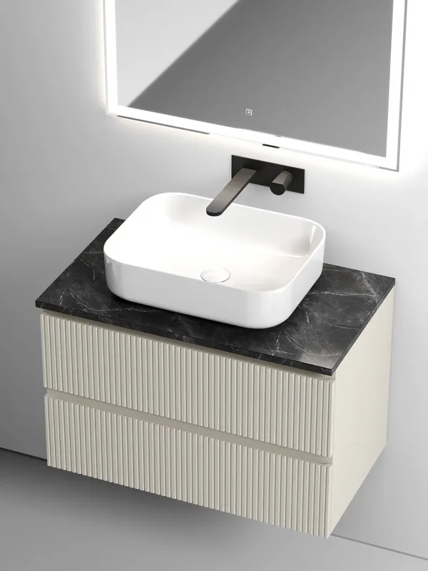 Тумба под раковину со столешницей Sancos Snob T 80 beige soft, столешница черный мрамор Sancos — официальный сайт