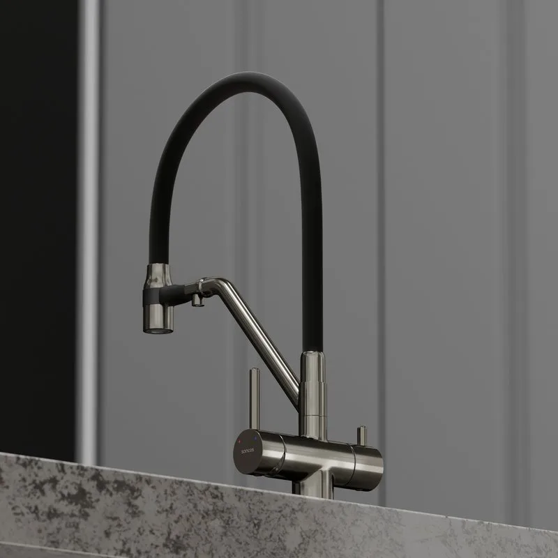 Смеситель для кухни Sancos Dora SC4003GG с гибким изливом, вороненая сталь Sancos — официальный сайт