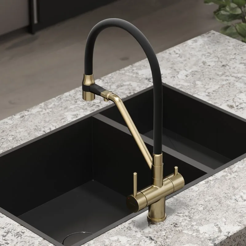 Смеситель для кухни Sancos Dora SC4003BG с гибким изливом, брашированное золото Sancos — официальный сайт