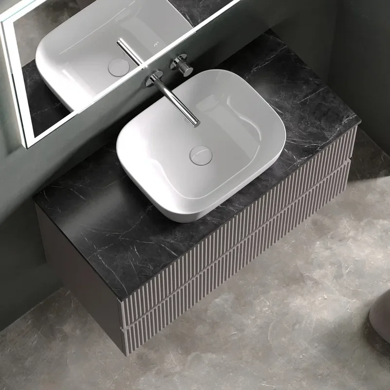 Тумба под раковину со столешницей Sancos Snob R 100 doha soft, столешница черный мрамор Sancos — официальный сайт