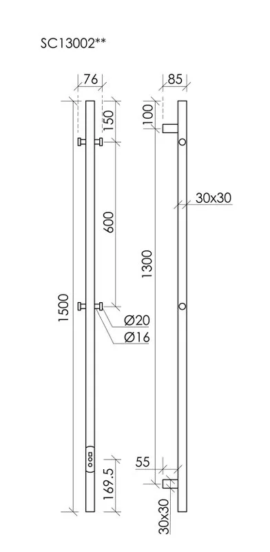 Полотенцесушитель электрический Sancos Linn 150x3 I-образный, брашированный никель, SC13002BN Sancos — официальный сайт