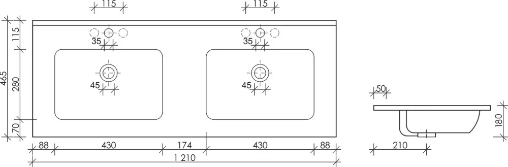 Тумба с раковиной Sancos Libra Floor 120 двойная черная раковина CN7004MB, белый глянец Sancos — официальный сайт