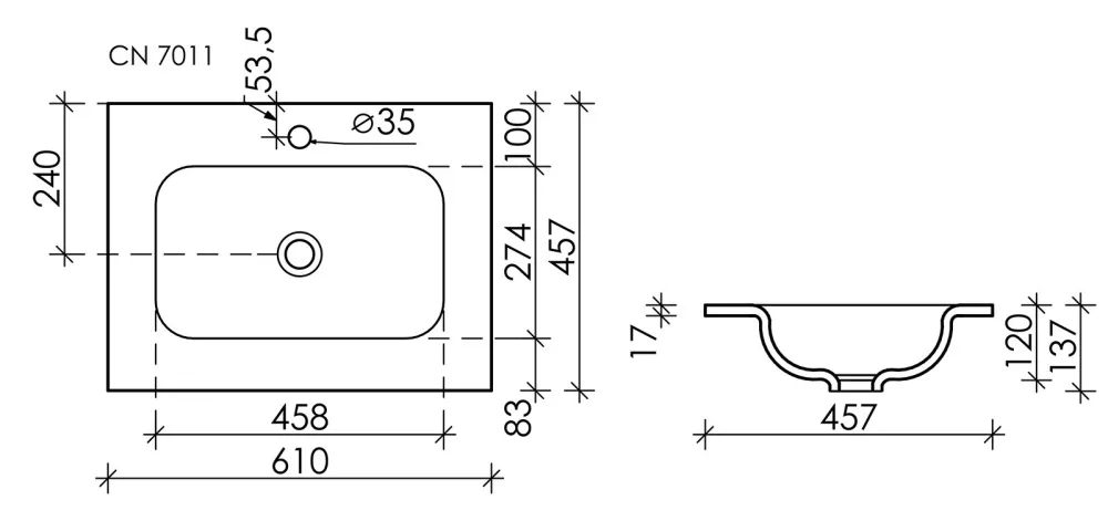 Мебельная раковина Ceramicanova Grace прямоугольная черная матовая 61 см CN7011MB Sancos — официальный сайт