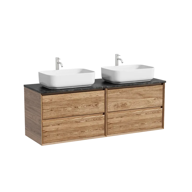 Тумба с раковиной Sancos Marmi 2.0 140 дуб чарльстон, столешница черный мрамор TT140A1X, раковина CN5043 Sancos — официальный сайт