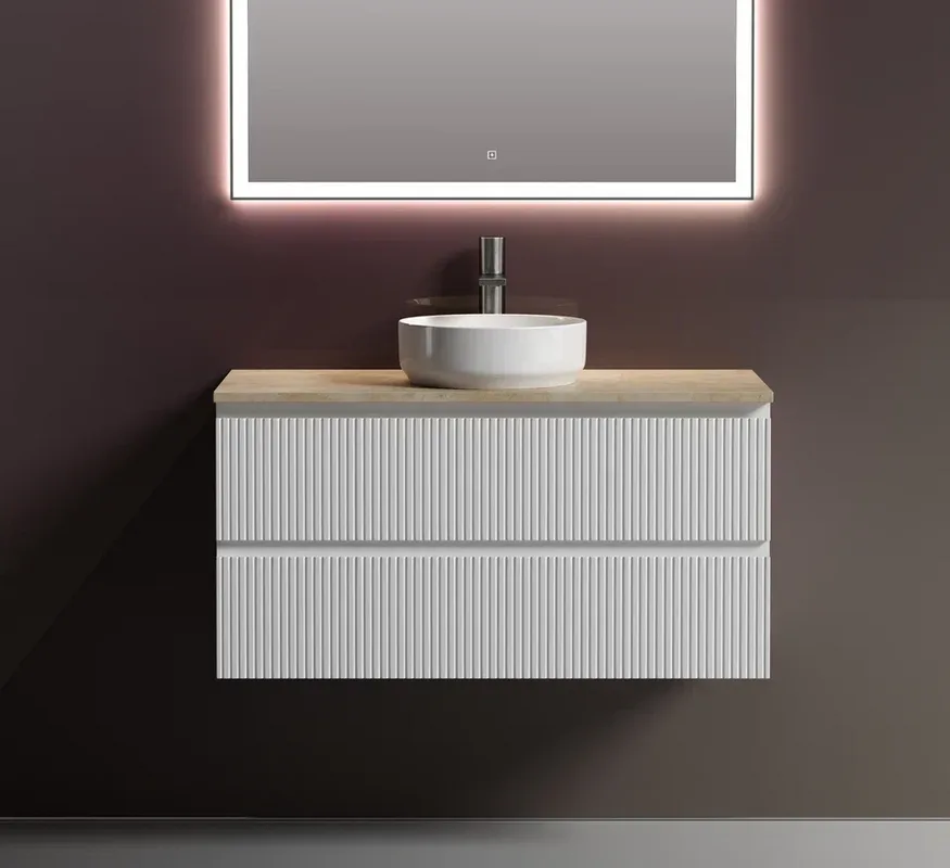 Тумба с раковиной Sancos Snob T 100 см, bianco, столешница бежевая, раковина CN6005 Sancos — официальный сайт