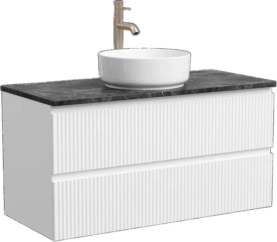 Тумба с раковиной Sancos Snob R 100 см, bianco, столешница черный мрамор, раковина CN5001 Sancos — официальный сайт