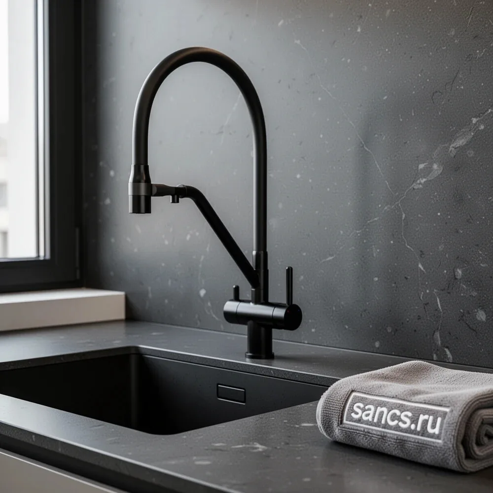 Смеситель для кухни Sancos Dora SC4003MB с гибким изливом, матовый черный Sancos — официальный сайт