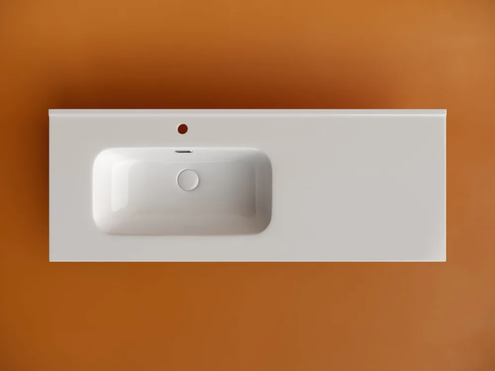 Раковина накладная мебельная Ceramicanova Element прямоугольная 121 см с чашей слева с отверстием под смеситель цвет белый CN7006L Sancos — официальный сайт