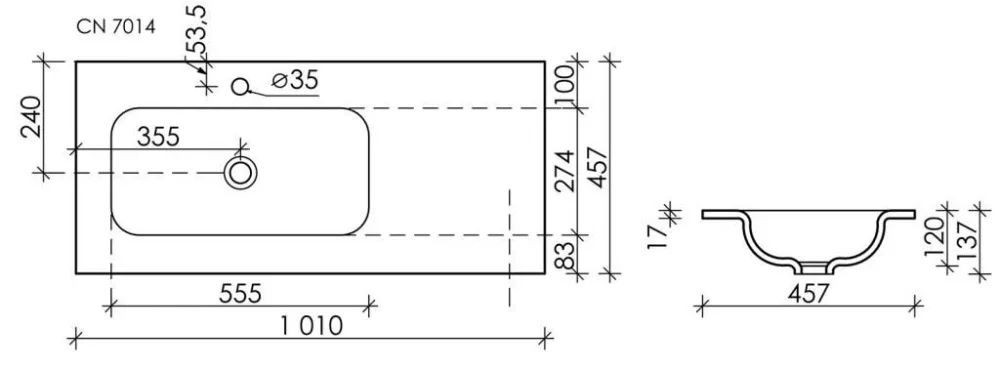 Мебельная раковина Ceramicanova Grace прямоугольная черная матовая 101 см CN7014MB Sancos — официальный сайт