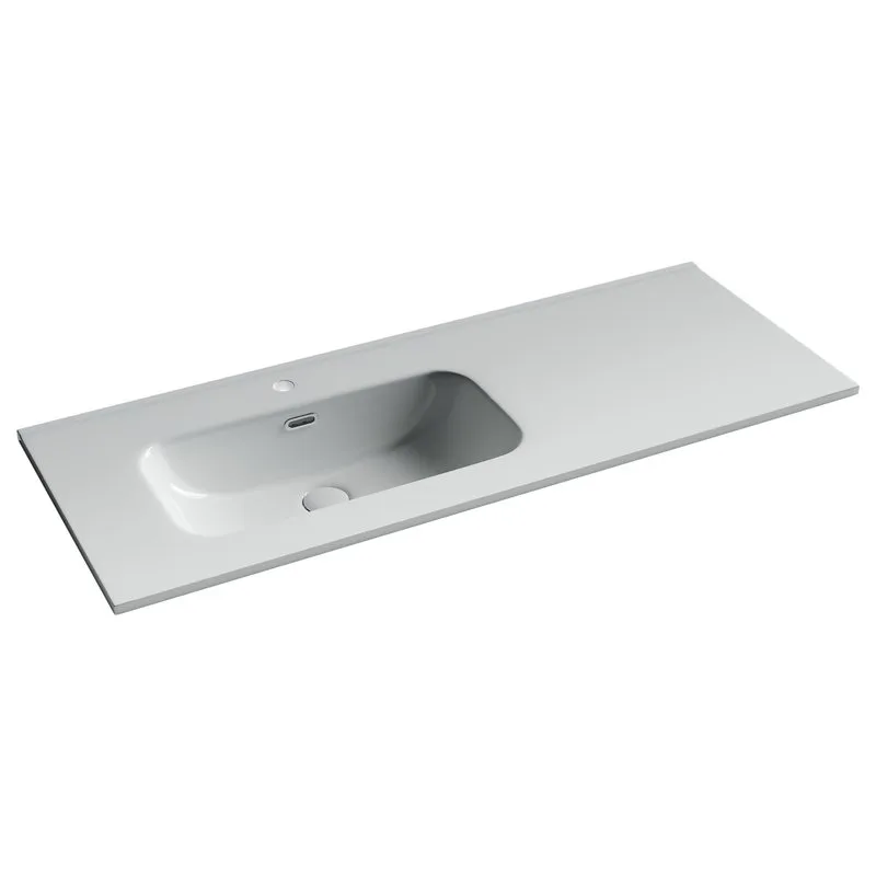 Раковина накладная мебельная Ceramicanova Element прямоугольная 121 см с чашей слева с отверстием под смеситель цвет белый CN7006L Sancos — официальный сайт