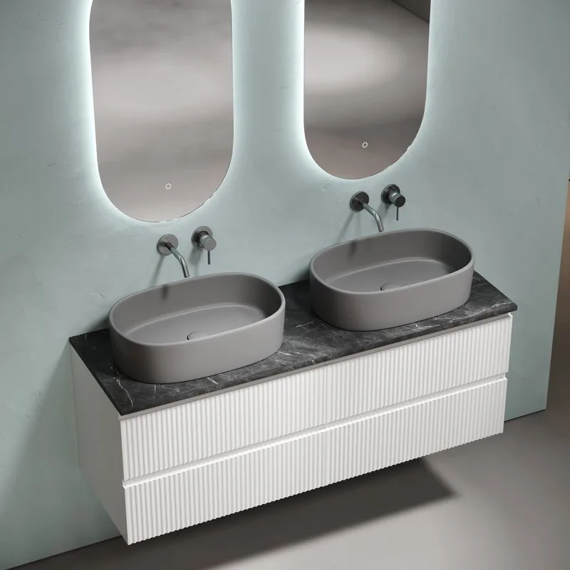 Тумба с раковиной Sancos Snob R 140 bianco, столешница черный мрамор TT140A1, раковина CN6048MDH Sancos — официальный сайт