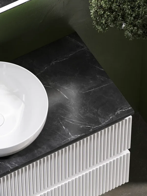 Тумба под раковину со столешницей Sancos Snob R 100 bianco, столешница черный мрамор Sancos — официальный сайт